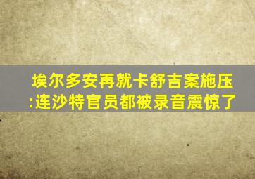 埃尔多安再就卡舒吉案施压:连沙特官员都被录音震惊了