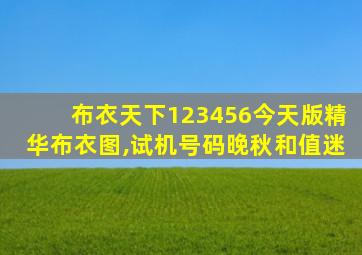 布衣天下123456今天版精华布衣图,试机号码晚秋和值迷
