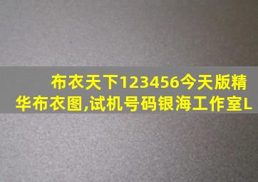 布衣天下123456今天版精华布衣图,试机号码银海工作室L