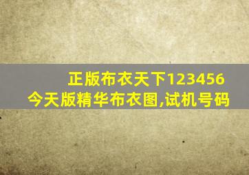 正版布衣天下123456今天版精华布衣图,试机号码