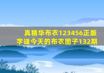 真精华布衣123456正版字谜今天的布衣图子132期